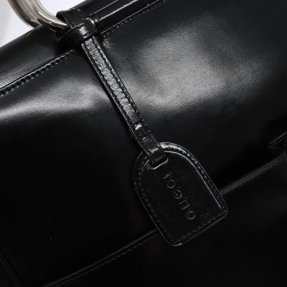 GUCCI Hand Bag Enamel Black Silver 002 2865 1313 Auth bs28882