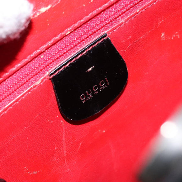 GUCCI Hand Bag Enamel Black Silver 002 2865 1313 Auth bs28882