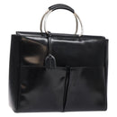 GUCCI Hand Bag Enamel Black Silver 002 2865 1313 Auth bs28882-1