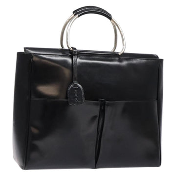GUCCI Hand Bag Enamel Black Silver 002 2865 1313 Auth bs28882