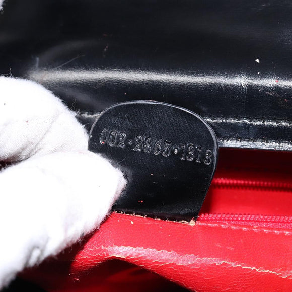 GUCCI Hand Bag Enamel Black Silver 002 2865 1313 Auth bs28882