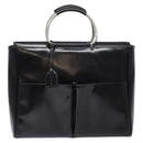 GUCCI Hand Bag Enamel Black Silver 002 2865 1313 Auth bs28882-13