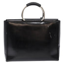 GUCCI Hand Bag Enamel Black Silver 002 2865 1313 Auth bs28882-2