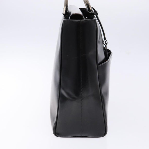 GUCCI Hand Bag Enamel Black Silver 002 2865 1313 Auth bs28882