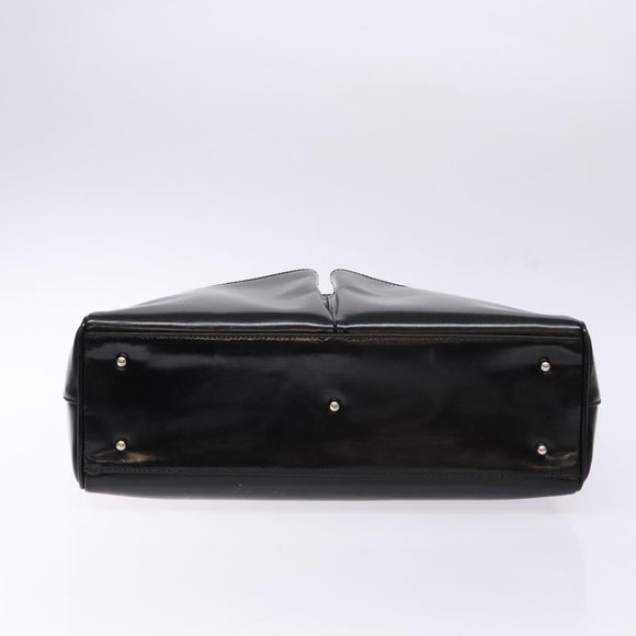 GUCCI Hand Bag Enamel Black Silver 002 2865 1313 Auth bs28882