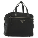 PRADA Hand Bag Nylon Leather Black Silver Auth bs28884-1