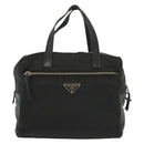 PRADA Hand Bag Nylon Leather Black Silver Auth bs28884-13