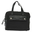 PRADA Hand Bag Nylon Leather Black Silver Auth bs28884-2