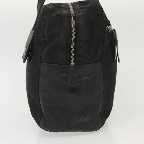 PRADA Hand Bag Nylon Leather Black Silver Auth bs28884