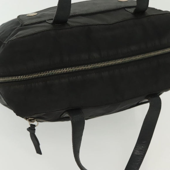 PRADA Hand Bag Nylon Leather Black Silver Auth bs28884