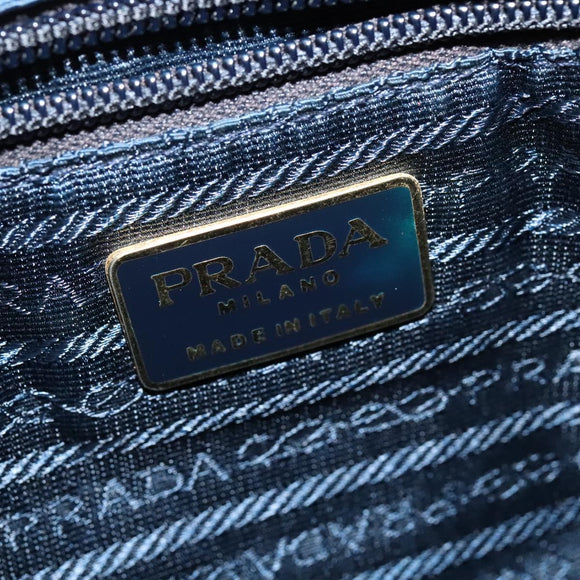 PRADA Chain Shoulder Bag Nylon Navy Gold Auth bs28886