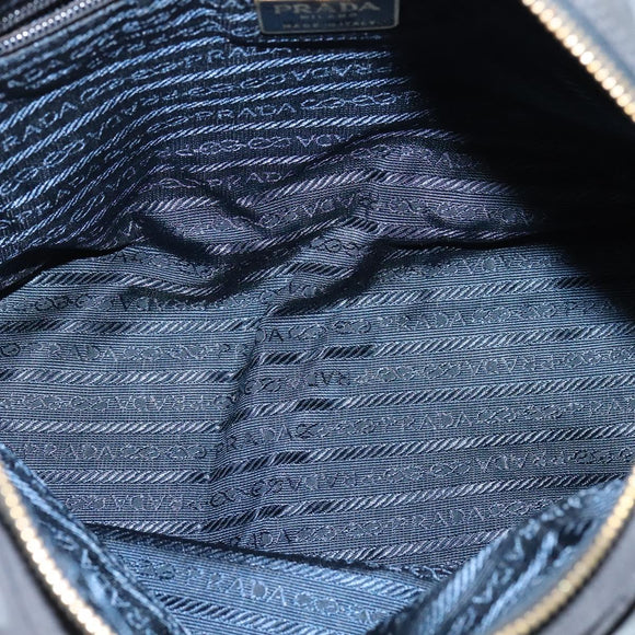 PRADA Chain Shoulder Bag Nylon Navy Gold Auth bs28886