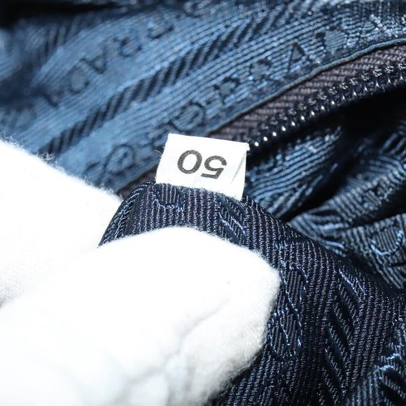 PRADA Chain Shoulder Bag Nylon Navy Gold Auth bs28886