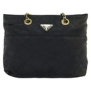 PRADA Chain Shoulder Bag Nylon Navy Gold Auth bs28886-13