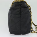 PRADA Chain Shoulder Bag Nylon Navy Gold Auth bs28886-3