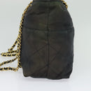 PRADA Chain Shoulder Bag Nylon Navy Gold Auth bs28886-4