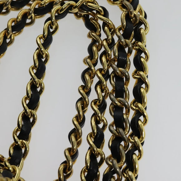 PRADA Chain Shoulder Bag Nylon Navy Gold Auth bs28886