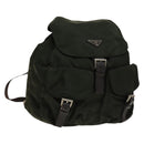 PRADA Backpack Nylon Khaki Silver Auth bs28888-1