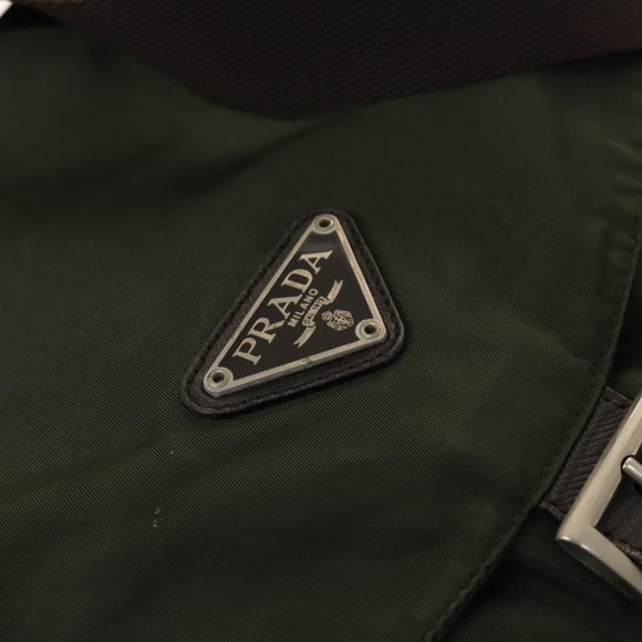 PRADA Backpack Nylon Khaki Silver Auth bs28888