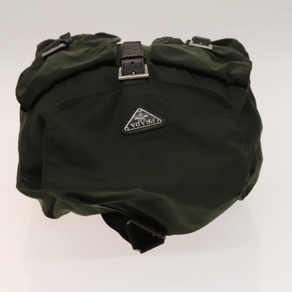 PRADA Backpack Nylon Khaki Silver Auth bs28888