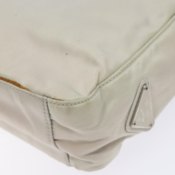 PRADA Tote Bag Nylon White Silver Auth bs28890