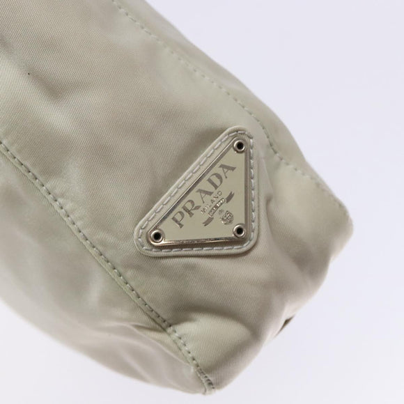 PRADA Tote Bag Nylon White Silver Auth bs28890