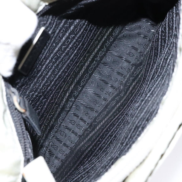 PRADA Tote Bag Nylon White Silver Auth bs28890