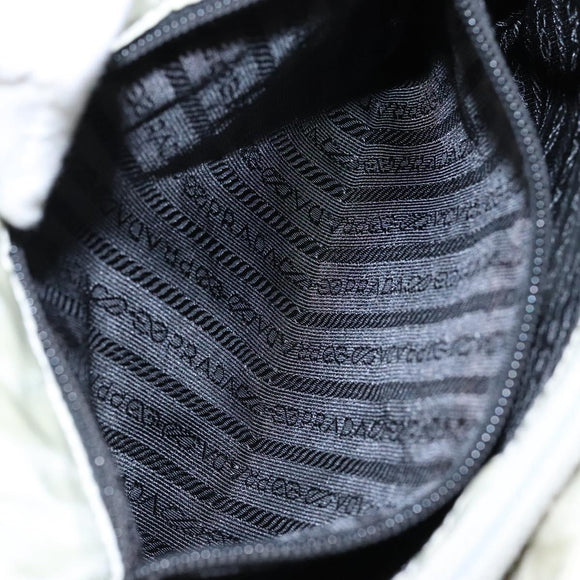 PRADA Tote Bag Nylon White Silver Auth bs28890