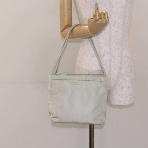 PRADA Tote Bag Nylon White Silver Auth bs28890