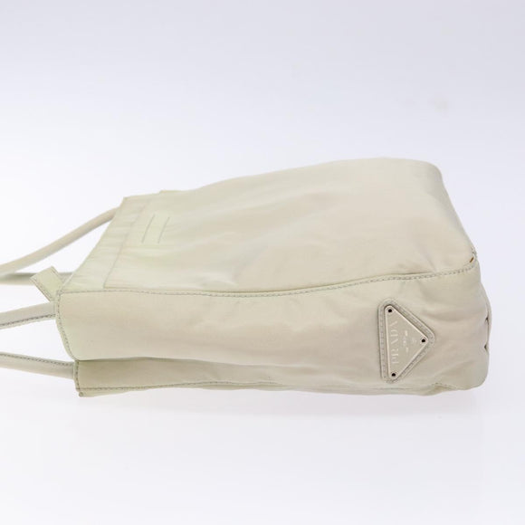 PRADA Tote Bag Nylon White Silver Auth bs28890
