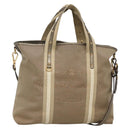 PRADA Hand Bag Canvas 2way Beige Gold Auth bs28891-1