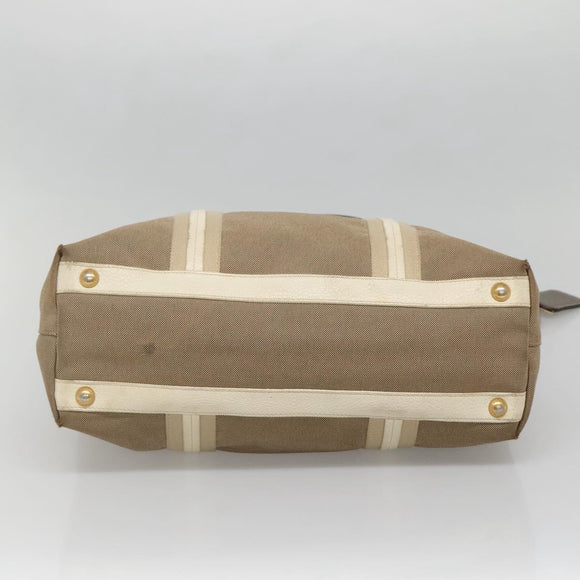 PRADA Hand Bag Canvas 2way Beige Gold Auth bs28891