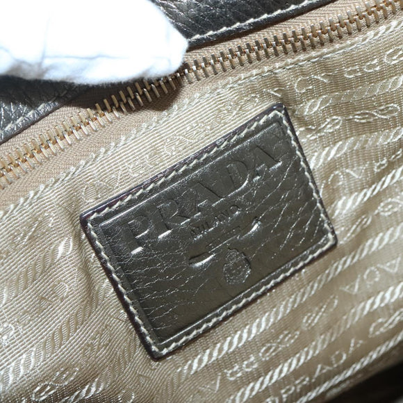 PRADA Hand Bag Canvas 2way Beige Gold Auth bs28891
