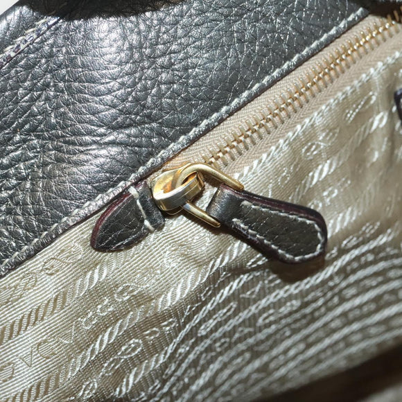 PRADA Hand Bag Canvas 2way Beige Gold Auth bs28891