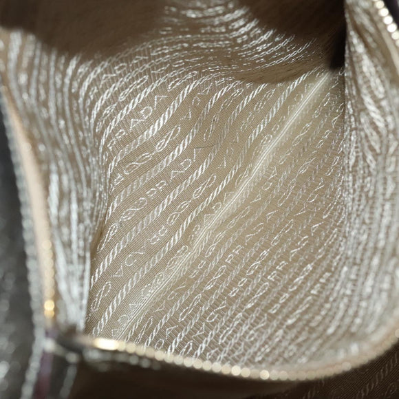 PRADA Hand Bag Canvas 2way Beige Gold Auth bs28891