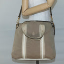 PRADA Hand Bag Canvas 2way Beige Gold Auth bs28891-24