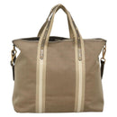 PRADA Hand Bag Canvas 2way Beige Gold Auth bs28891-3