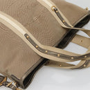 PRADA Hand Bag Canvas 2way Beige Gold Auth bs28891-6
