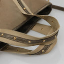 PRADA Hand Bag Canvas 2way Beige Gold Auth bs28891-7