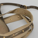 PRADA Hand Bag Canvas 2way Beige Gold Auth bs28891-8