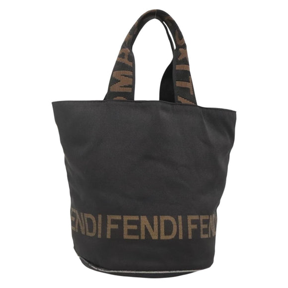 FENDI Hand Bag Black Brown gold Auth bs28903