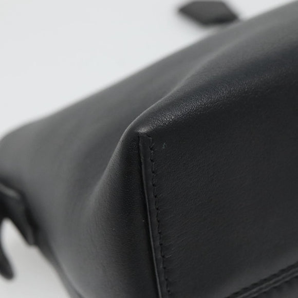 FENDI Hand Bag Leather Black Silver Auth bs28905