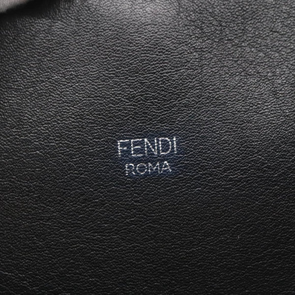 FENDI Hand Bag Leather Black Silver Auth bs28905