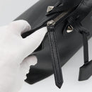 FENDI Hand Bag Leather Black Silver Auth bs28905-20