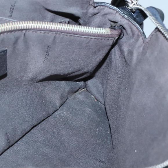 FENDI Hand Bag Leather Black Silver Auth bs28905