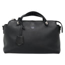 FENDI Hand Bag Leather Black Silver Auth bs28905-13