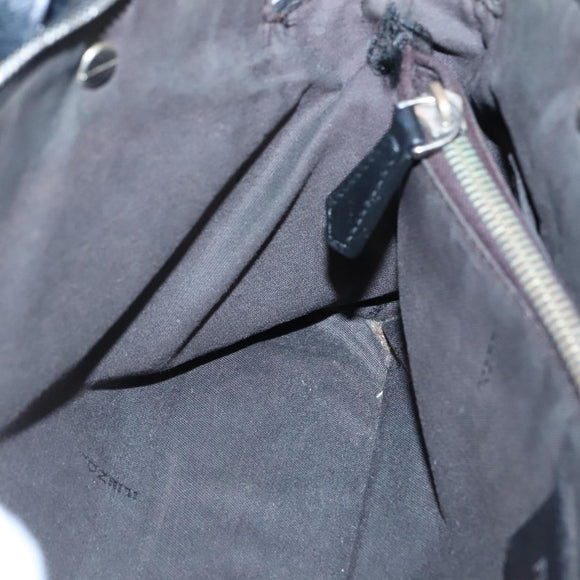 FENDI Hand Bag Leather Black Silver Auth bs28905