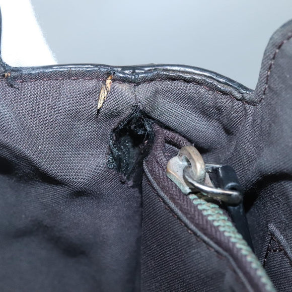 FENDI Hand Bag Leather Black Silver Auth bs28905