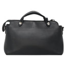 FENDI Hand Bag Leather Black Silver Auth bs28905-2