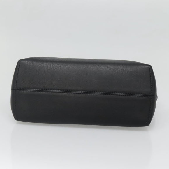 FENDI Hand Bag Leather Black Silver Auth bs28905
